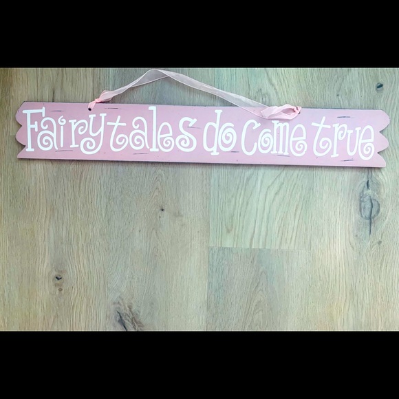 Little Girl’s Room Decor, “Fairy Tales Do Come True” Pink Wall Plaque - Picture 4 of 4